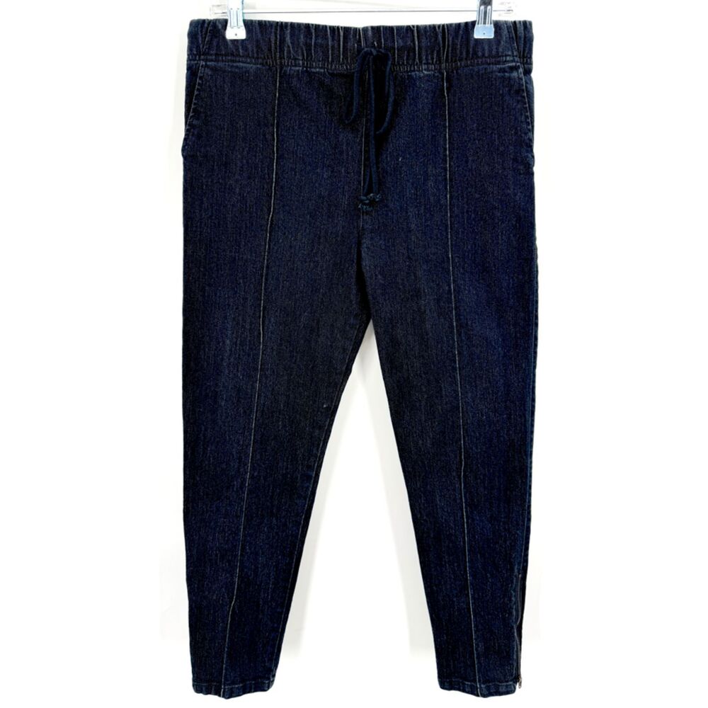 PRAIRIE UNDERGROUND Dark Wash Pull On Lace Front Ankle Zip Jeans Size Small S